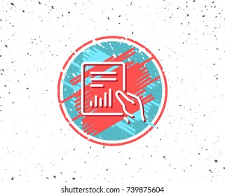 Grunge button with symbol. Hold Report document line icon. Analysis Chart or Sales growth sign. Statistics data symbol. Random background. Vector