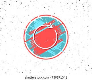 Grunge button with symbol. Refresh line icon. Rotation arrow sign. Reset or Reload symbol. Random background. Vector