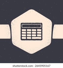 Grunge Calculator icon isolated on grey background. Accounting symbol. Business calculations mathematics education and finance. Monochrome vintage drawing. Vector Illustration
