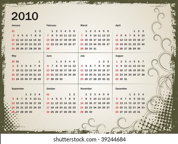 grunge calendar for 2010