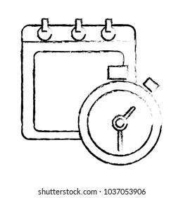 grunge calendar with chronometer object to control the time