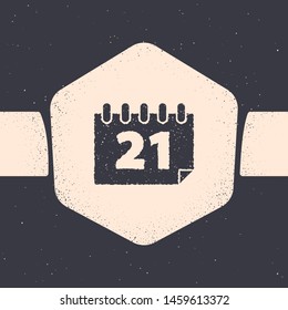 Grunge Calendar icon isolated on grey background. Event reminder symbol. Monochrome vintage drawing. Vector Illustration