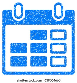 Grunge Calendar Week icon with grunge design and scratched texture. Unclean vector blue pictogram for rubber seal stamp imitations and watermarks. Draft sign symbol.