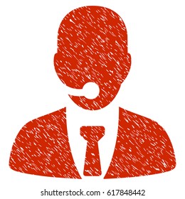Grunge Call Center Manager icon with grunge design and unclean texture. Unclean vector red pictogram for rubber seal stamp imitations and watermarks. Draft sign symbol.