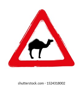 Grunge camel Sign. Vector icon.