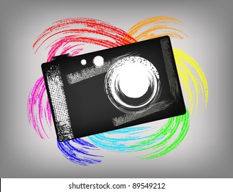The grunge camera on a beautiful background
