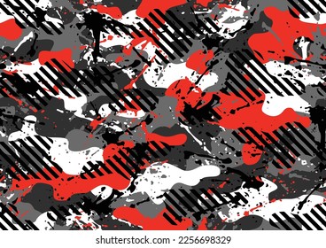 Grunge camouflage texture seamless pattern. Abstract modern endless military camo background for fabric and fashion textile print. Vector illustration.