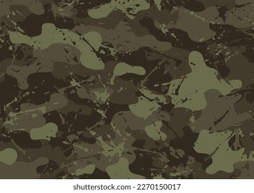 Grunge camouflage texture seamless pattern. Abstract modern endless military camo background for fabric and fashion textile print. Vector illustration.