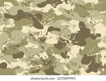 Grunge la textura de camuflaje sin fisuras. Resumen del fondo militar interminable y moderno de camo para tela y moda de impresión textil. Ilustración vectorial.