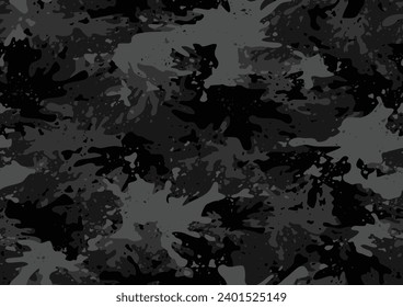 Grunge camouflage texture seamless pattern. Abstract modern endless military camo background for fabric and fashion textile print. Vector illustration.