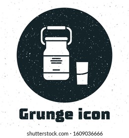 Grunge Can container for milk and glass icon isolated on white background.  Vector Illustration