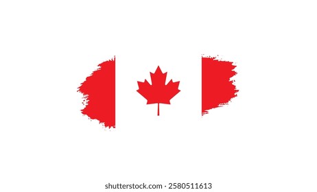  Grunge Canada flag with paint brush textured isolated on white background, Watercolor painting flag—Canada Flag with Brush Concept Vector Illustration.