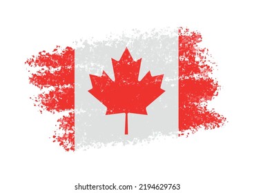 Grunge la bandera de Canadá.Pincel derrame la bandera de Canadá.
