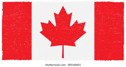 Grunge Canada flag.Canadian flag with grunge texture.Vector template.
