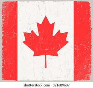 Grunge Canada flag.Canadian flag with grunge texture.Vector template.