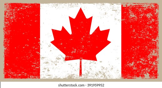 Grunge Canada flag.Canadian flag vector template.