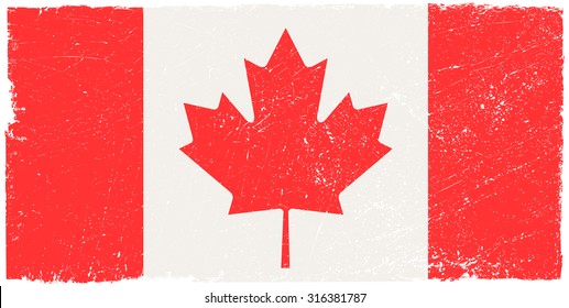 Grunge Canada flag.Vector illustration.