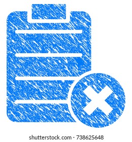 Grunge Cancel Test icon with scratched design and grungy texture. Unclean vector blue Cancel Test pictogram for rubber seal stamp imitations and watermarks. Draft sticker symbol.
