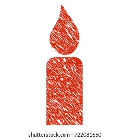 Grunge Candle rubber seal stamp watermark. Icon candle symbol with grunge design and unclean texture. Unclean vector red sticker.