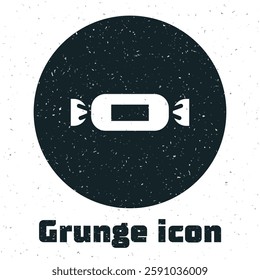 Grunge Candy icon isolated on white background. Monochrome vintage drawing. Vector