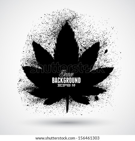 Grunge cannabis leaf silhouette vector