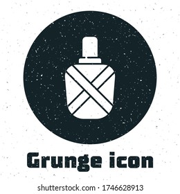 Grunge Canteen water bottle icon isolated on white background. Tourist flask icon. Jar of water use in the campaign. Monochrome vintage drawing. Vector Illustration