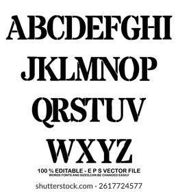 Grunge capital letters, distressed alphabet. Punk and grunge style alphabet. Stencil graffiti font. Bold brush drawn vector typography. Black ink dirty texture capital letters. Retro typeface.