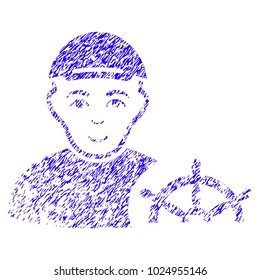 Grunge Captain rubber seal stamp watermark. Icon symbol with grunge design and dust texture. Unclean vector blue sign captain.