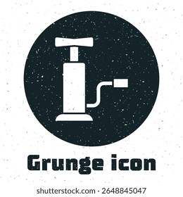 Grunge Car air pump icon isolated on white background. Monochrome vintage drawing. Vector