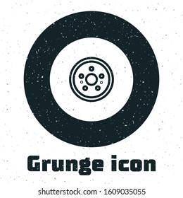 Grunge Car brake disk icon isolated on white background.  Vector Illustration