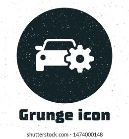 Grunge Car service icon isolated on white background. Auto mechanic service. Mechanic service. Repair service auto mechanic. Maintenance sign.  Vector Illustration