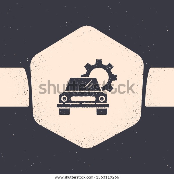 Grunge Car service\
icon isolated on grey background. Auto mechanic service. Repair\
service auto mechanic. Maintenance sign. Monochrome vintage\
drawing. Vector\
Illustration
