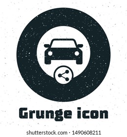 Grunge Car sharing icon isolated on white background. Carsharing sign. Transport renting service concept.  Vector Illustration