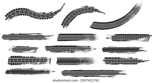 Grunge Car Tire Tracks Vector