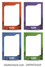 grunge card border photo frame template set vector illustration