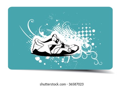 grunge card with an inky dribble strip,vector illustration