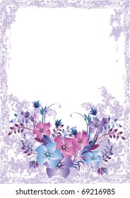 Grunge card with meadow flowers