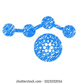 Grunge Cardano Chart rubber seal stamp watermark. Icon symbol with grunge design and scratched texture. Unclean vector blue sign.