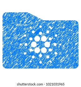 Grunge Cardano Folder rubber seal stamp watermark. Icon symbol with grunge design and dust texture. Unclean vector blue sticker.
