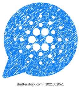 Grunge Cardano Message Cloud rubber seal stamp watermark. Icon symbol with grunge design and scratched texture. Unclean vector blue sticker.