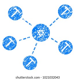 Grunge Cardano Mining Network rubber seal stamp watermark. Icon symbol with grunge design and dust texture. Unclean vector blue sign.