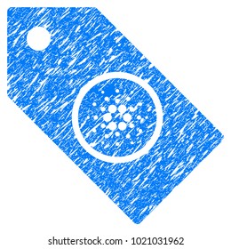 Grunge Cardano Tag rubber seal stamp watermark. Icon symbol with grunge design and scratched texture. Unclean vector blue emblem.