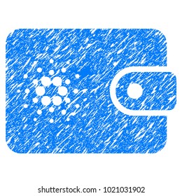 Grunge Cardano Wallet rubber seal stamp watermark. Icon symbol with grunge design and dirty texture. Unclean vector blue sign.