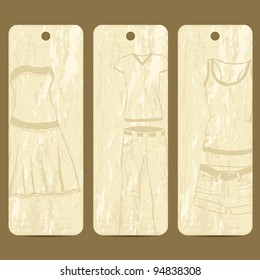 grunge cards with clothes theme