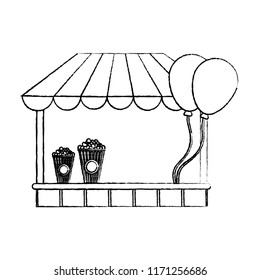 grunge carnival store festival with popcorn and balloons