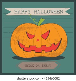 Grunge cartoon jack o lantern smiley halloween background