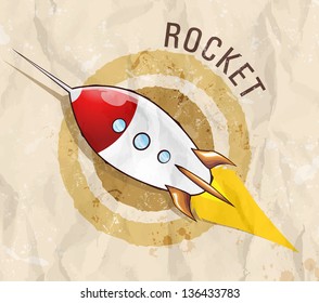 Grunge cartoon rocket eps10