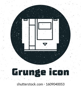 Grunge Cartridge for retro game console icon isolated on white background. TV Game cartridge.  Vector Illustration