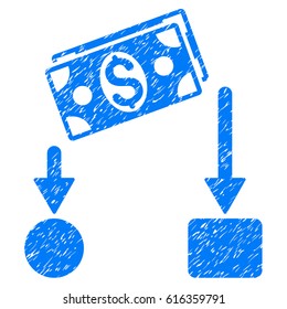 Grunge Cash Flow rubber seal stamp watermark. Icon symbol with grunge design and dust texture. Unclean vector blue sticker.