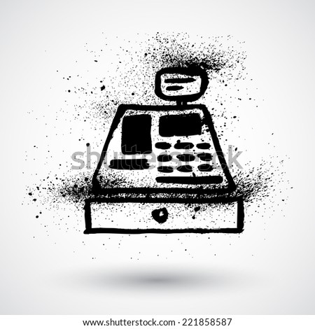 Grunge cash register icon
